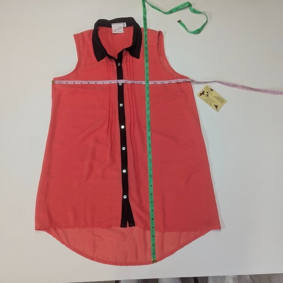 NWT Beverly's Size Small Sleeveless Button-Down Tunic  Orange and Black - Picture 10 of 14